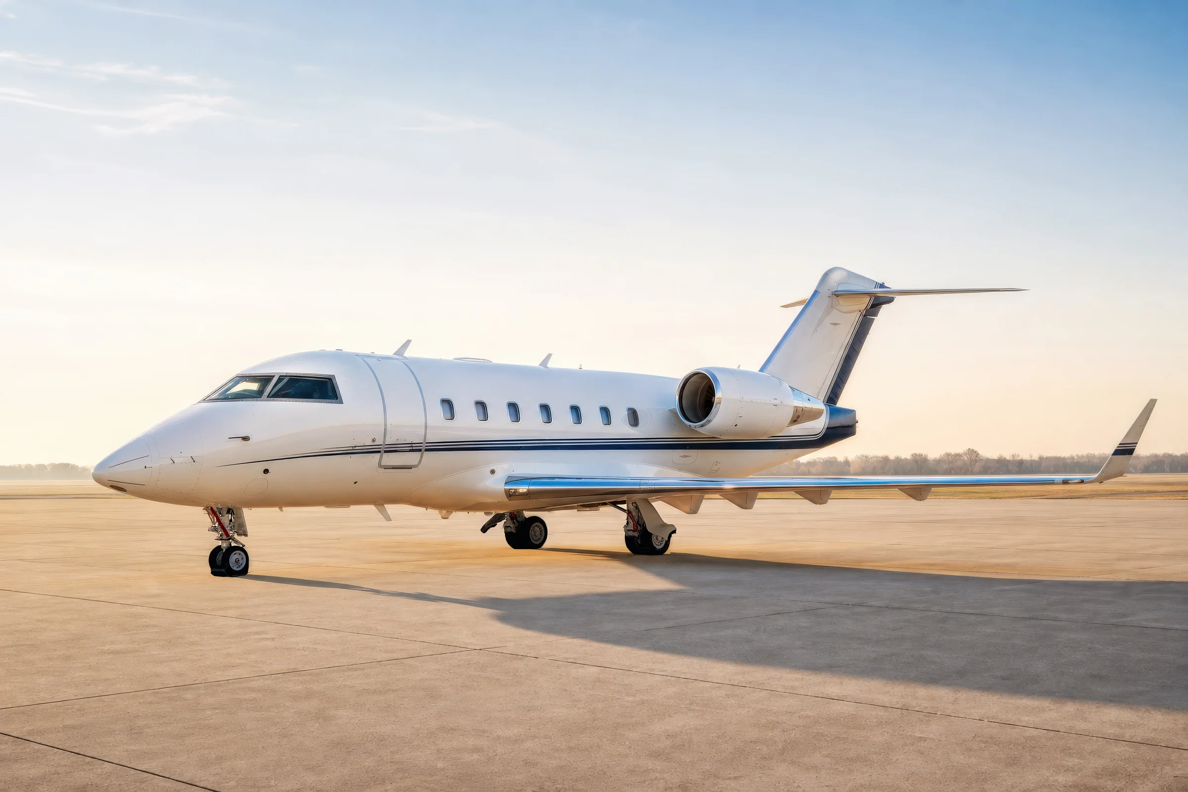 Challenger 350 exterior side profile on the ramp