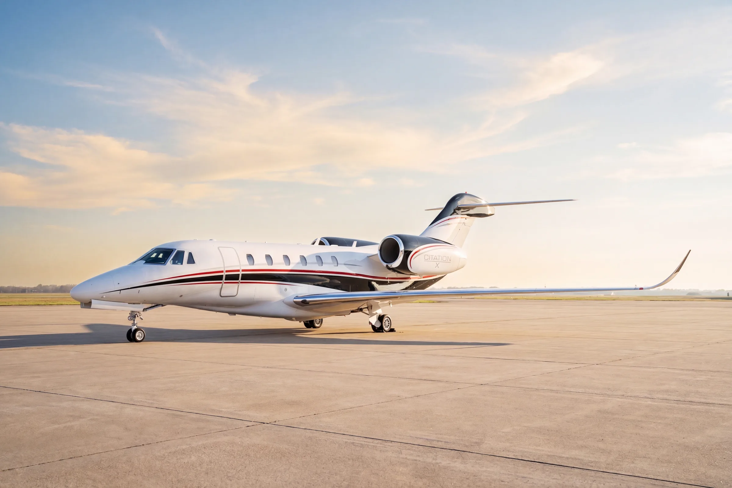 Citation X exterior on the ramp prepared for an aircraft broker marketing campaign