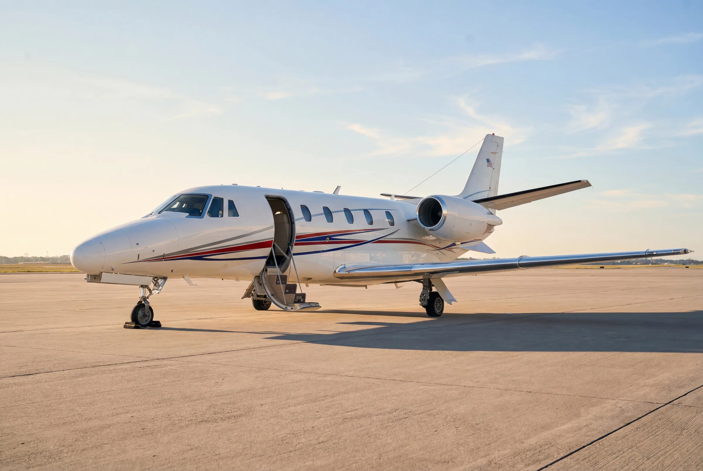 Citation XLS exterior on ramp with airstairs deployed